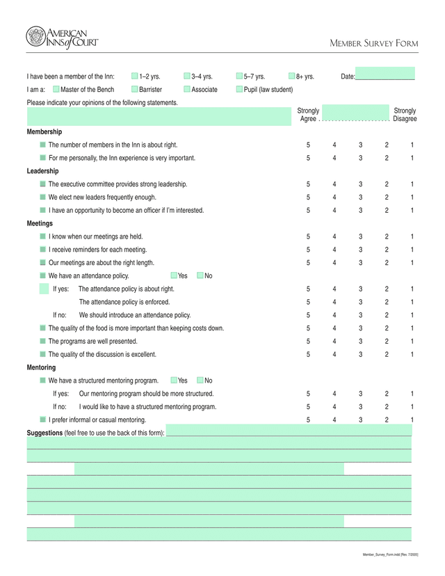 Inn Membership Survey screenshot