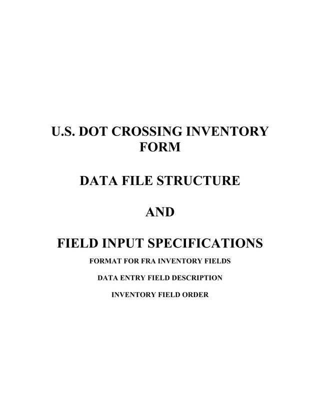 U.S. DOT Crossing Inventory Form screenshot