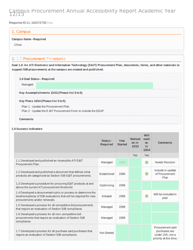 Campus Procurement Annual Accessibility Report Academic Year 1213 screenshot
