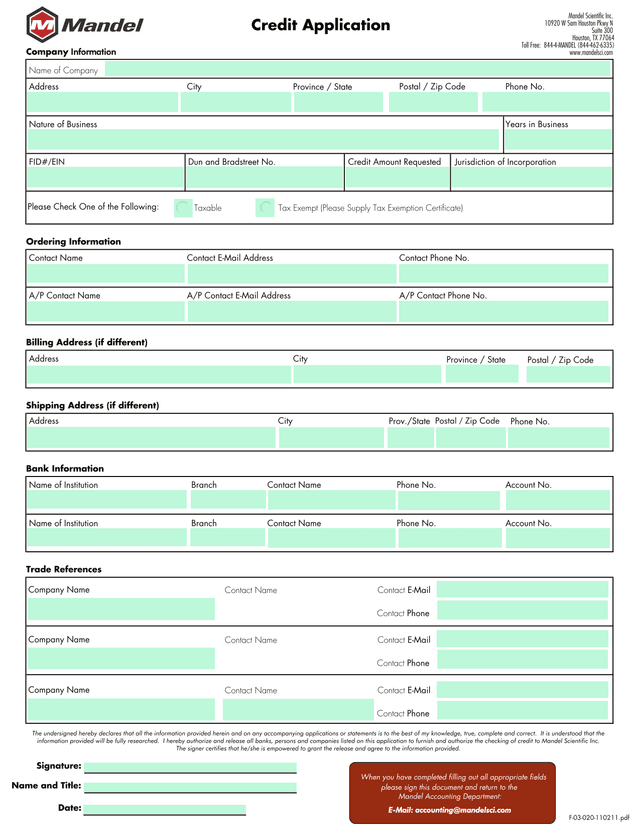 Credit Application screenshot
