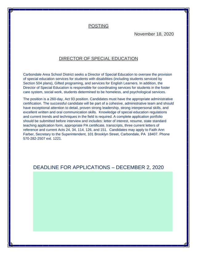 Director Of Special Education Job Posting screenshot