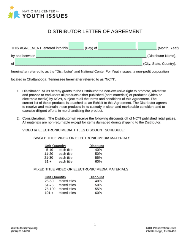 Distributor Letter Of Agreement screenshot