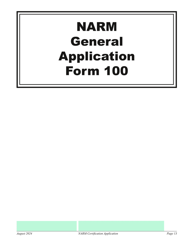 NARM Certification Application screenshot