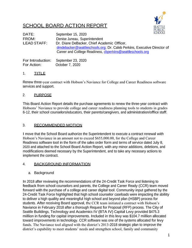 School Board Action Report screenshot