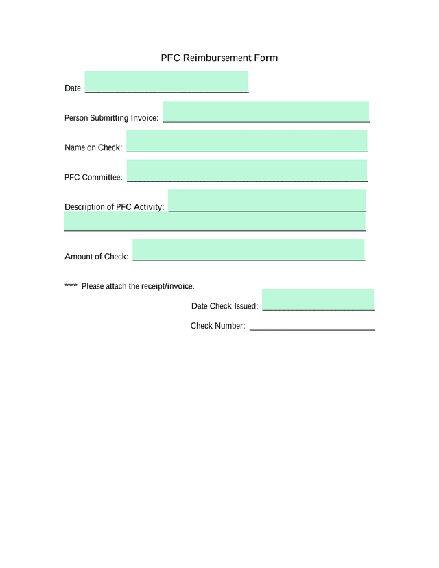 PFC Reimbursement Form screenshot