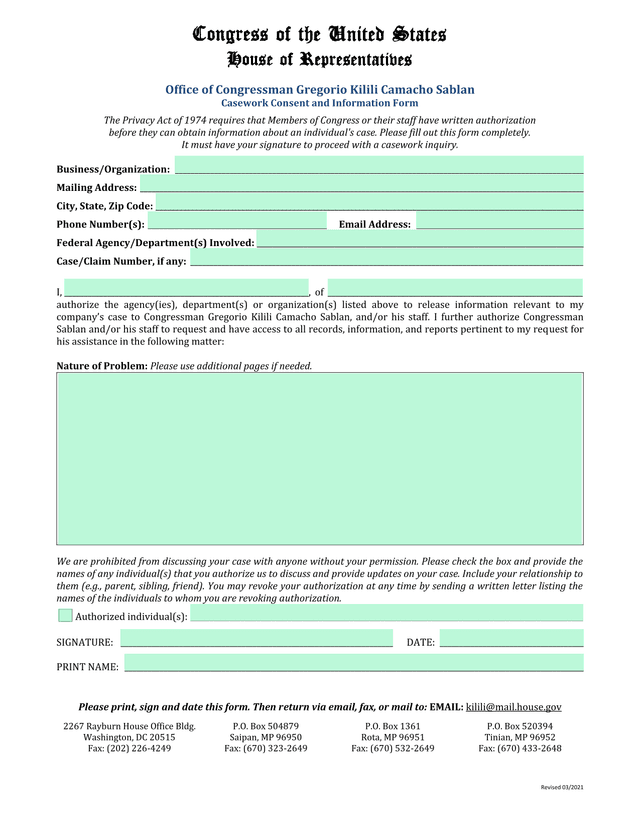 Casework Consent And Information Form screenshot