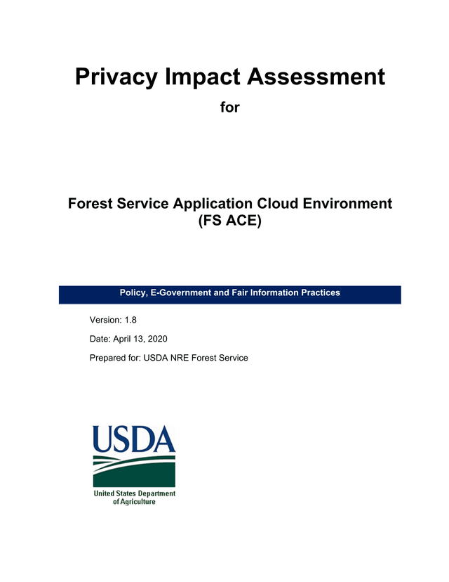 Privacy Impact Assessment For Forest Service Application Cloud Environment (FS ACE) screenshot