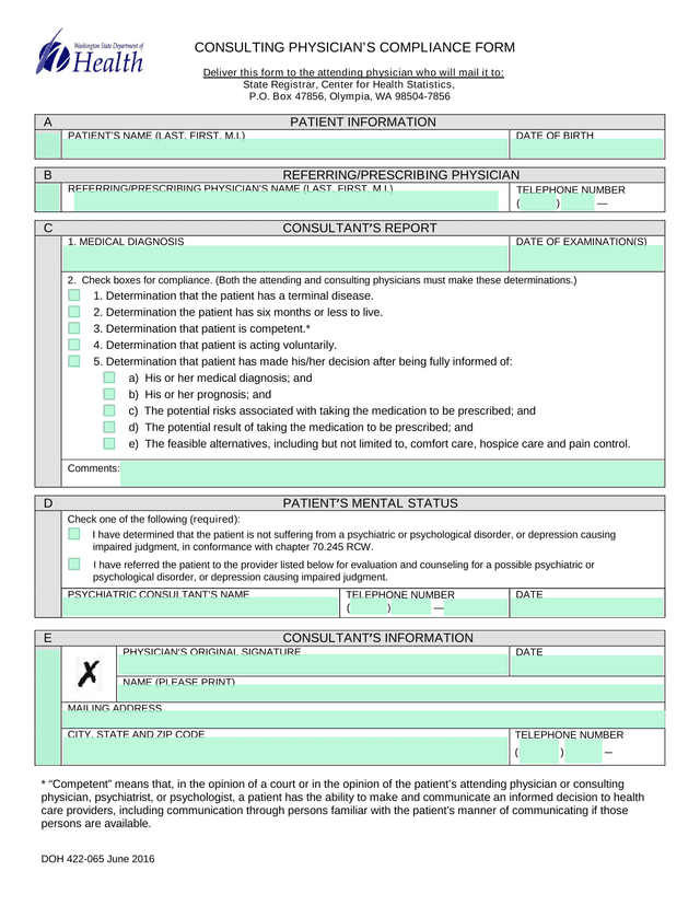 Consulting PhysicianS Compliance Form screenshot