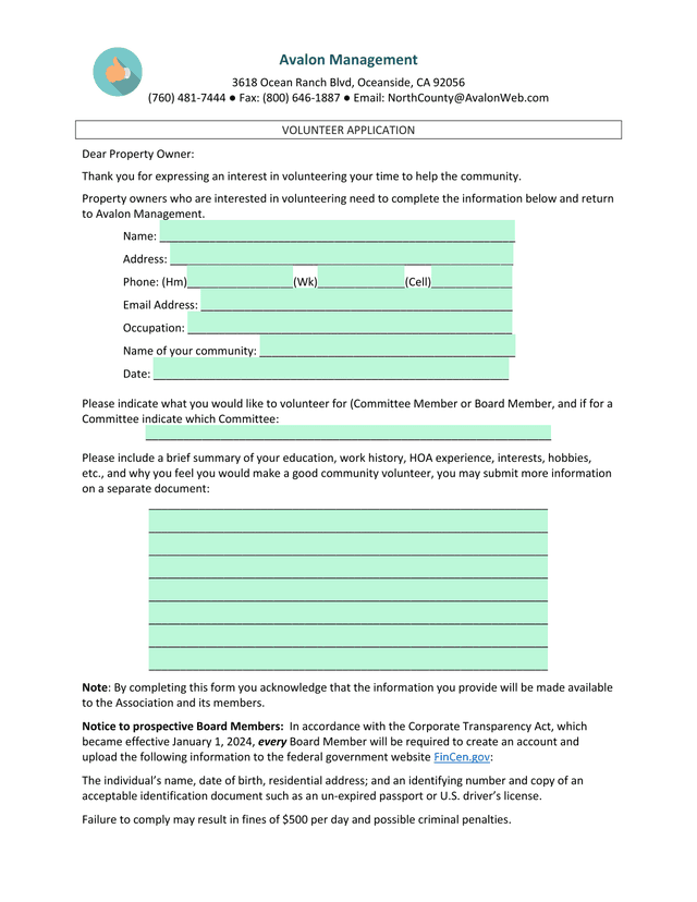 Volunteer Application screenshot