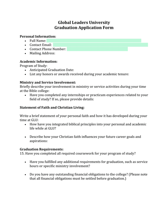 GlobalLeadersUniversity GraduationApplicationForm screenshot