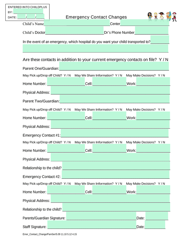 Emergency Contact Changes screenshot