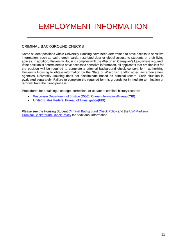 Employment Information Criminal Background Checks screenshot