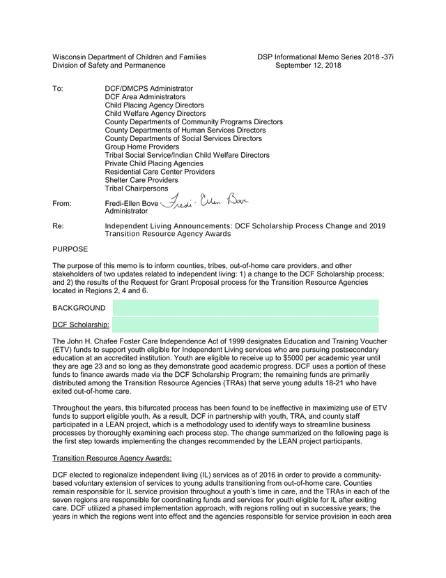DSP Informational Memo Series 2018  37i screenshot