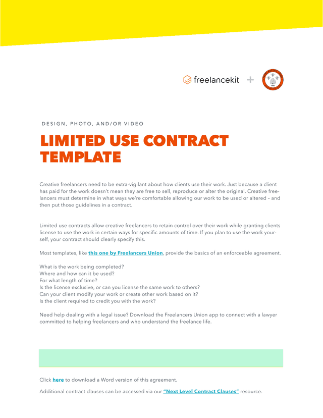 Limited Use Contract Template screenshot
