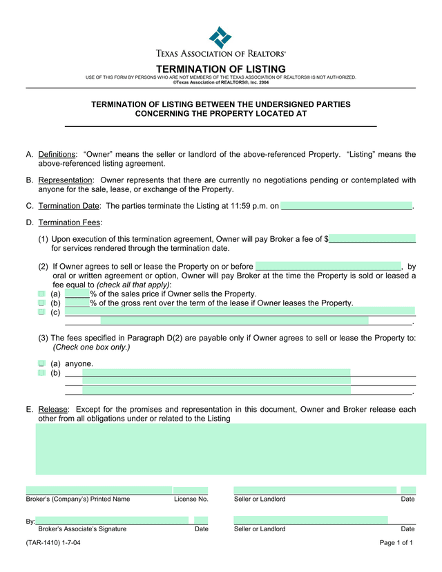 Termination Of Listing screenshot