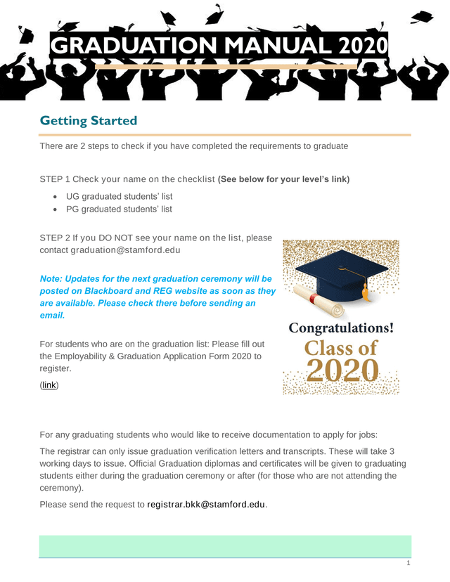GRADUATION MANUAL 2020 screenshot