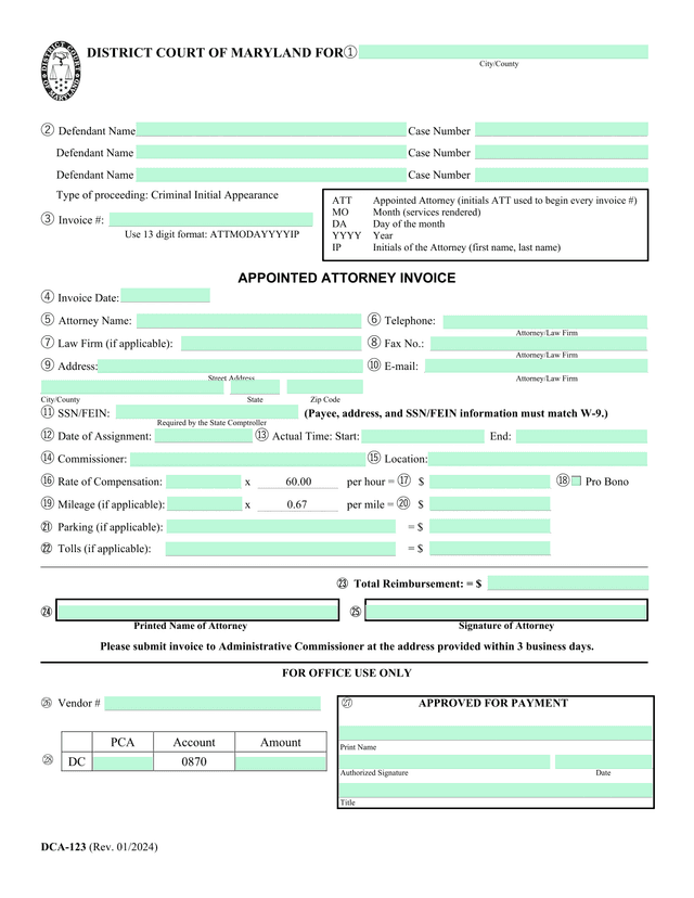APPOINTED ATTORNEY INVOICE screenshot
