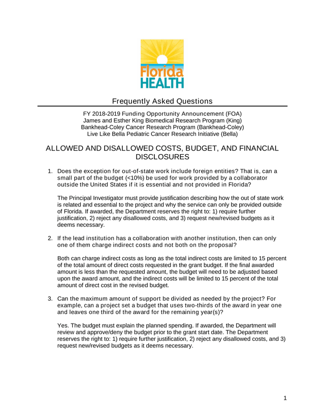 Frequently Asked Questions   FY 2018 2019 Funding Opportunity Announcement (FOA) screenshot