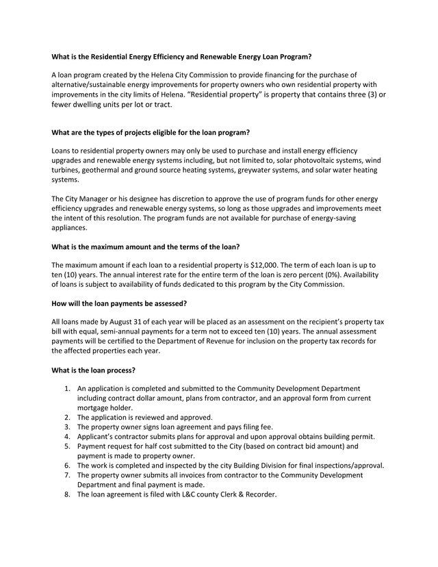 Residential Energy Efficiency And Renewable Energy Loan Program screenshot
