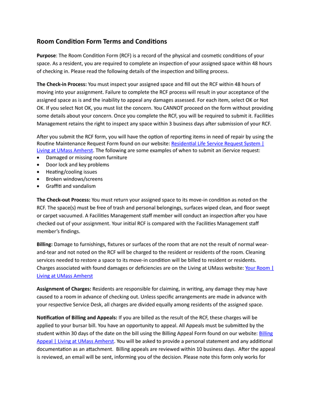 Room Condition Form Terms And Conditions screenshot