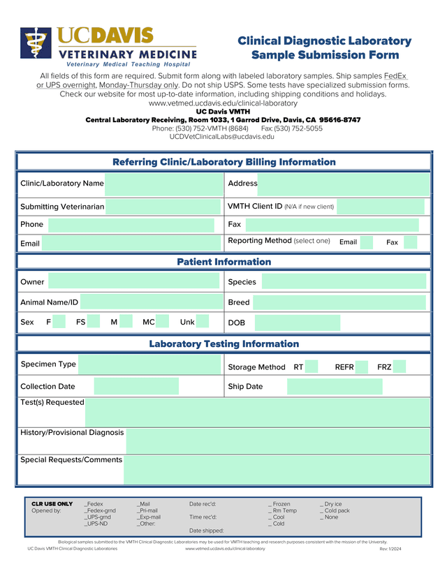 Sample Submission Form screenshot