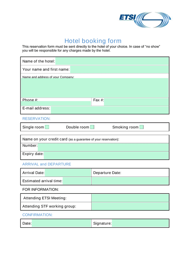 Hotel Booking Form screenshot