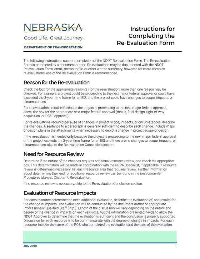 NDOT Re Evaluation Form screenshot