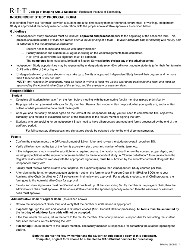 Independent Study Proposal Form screenshot