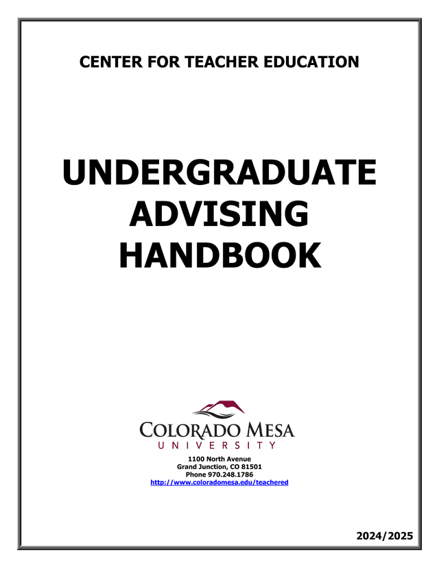 Undergraduate Advising Handbook screenshot