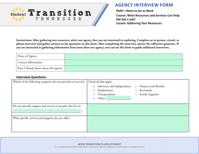 Agency Interview Form screenshot