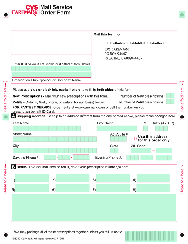 Mail Service Order Form screenshot