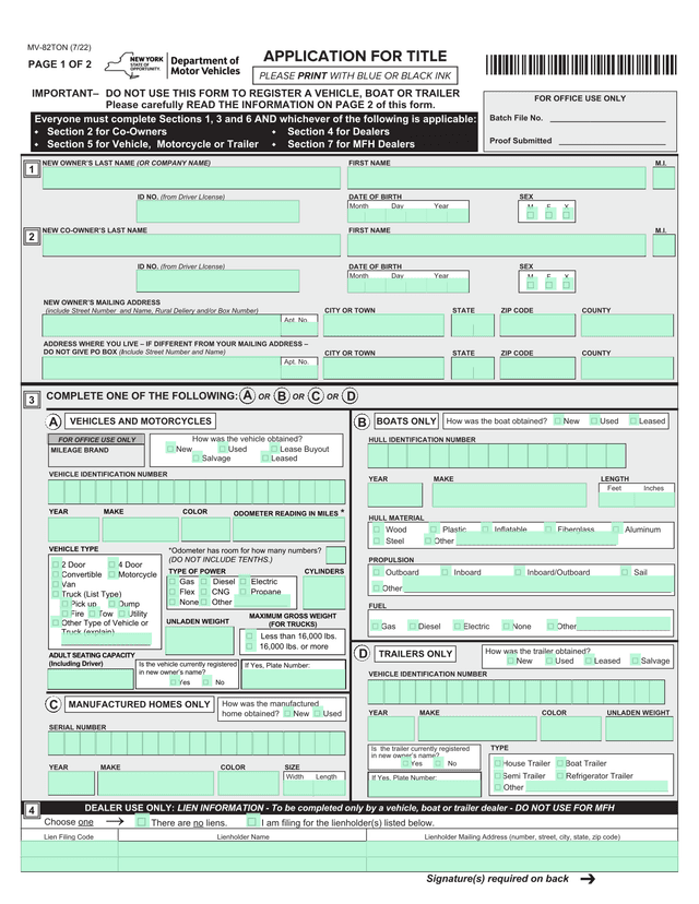 APPLICATION FOR TITLE screenshot
