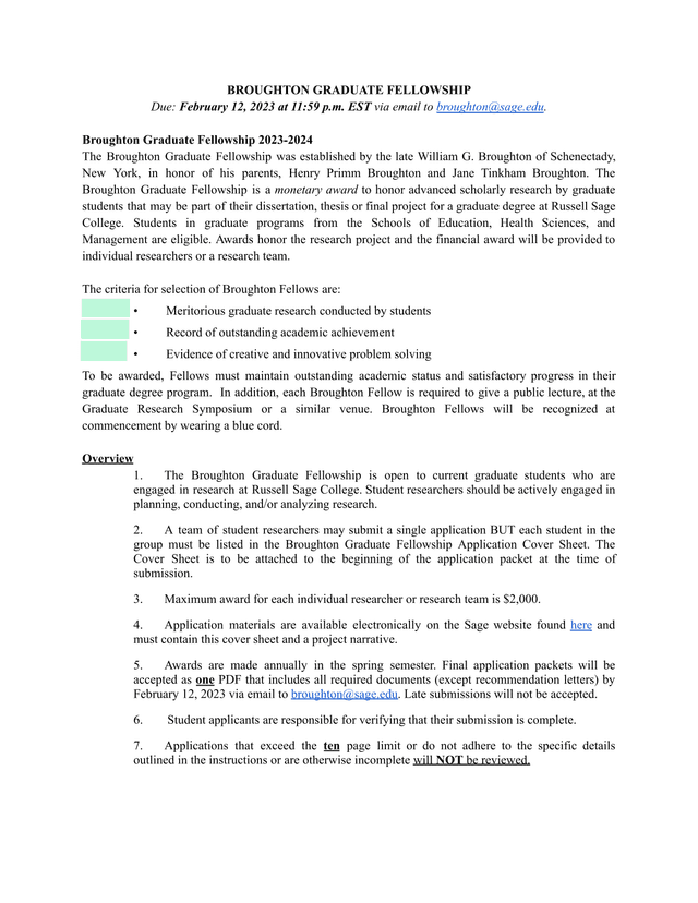 Broughton Graduate Fellowship screenshot