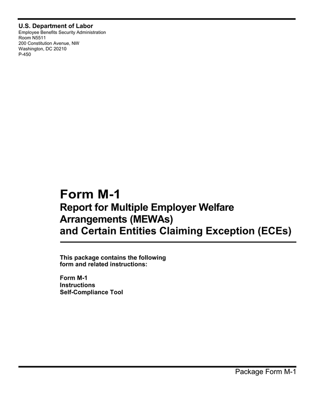 Form M 1 Report For Multiple Employer Welfare Arrangements (MEWAs) And Certain Entities Claiming Exc screenshot