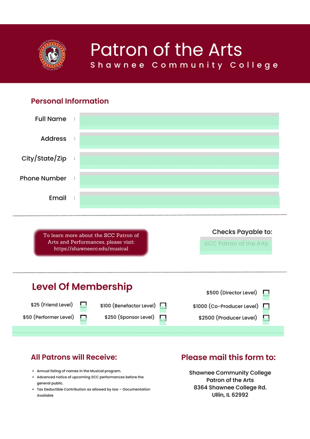 Shawnee Community College Patron Of The Arts screenshot