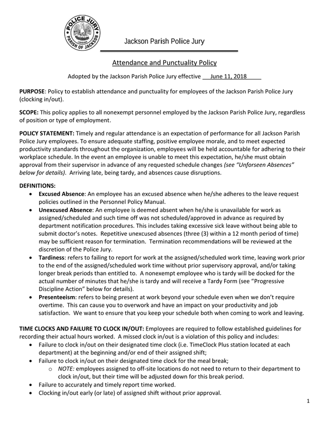 Attendance And Punctuality Policy screenshot