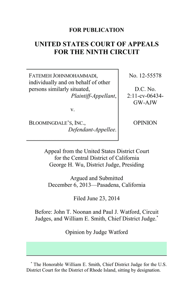 Appeal Opinion Johnmohammadi V. BloomingdaleS screenshot
