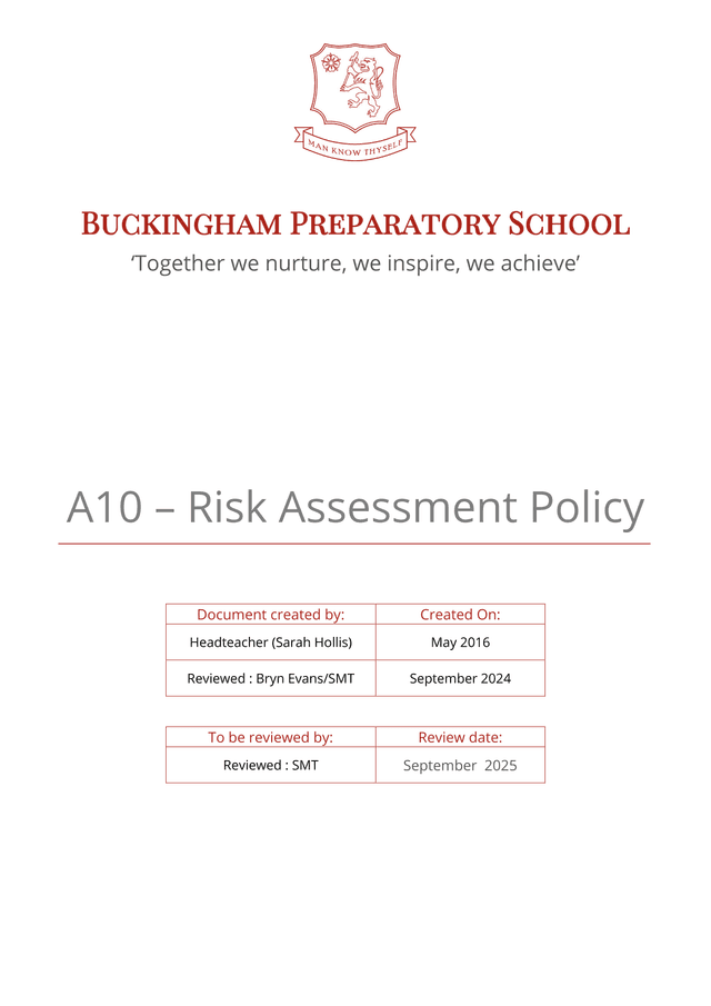 A10  Risk Assessment Policy screenshot