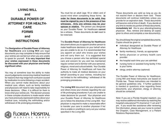 Living Will And Durable Power Of Attorney For Healthcare Forms And Instructions screenshot