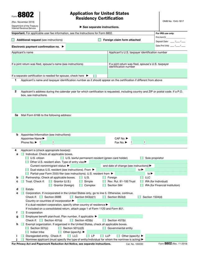 Form 8802 screenshot