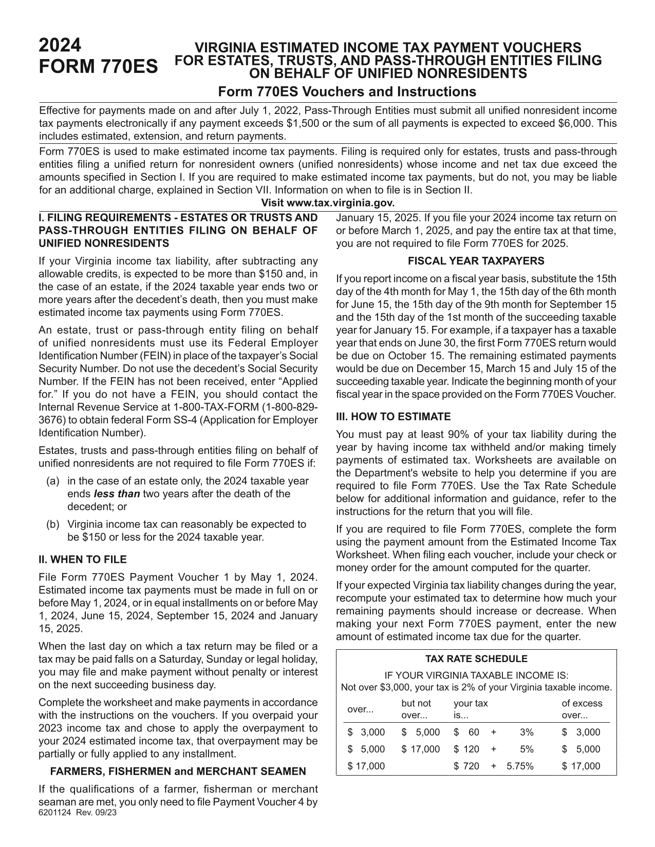 Form 770ES Vouchers And Instructions screenshot