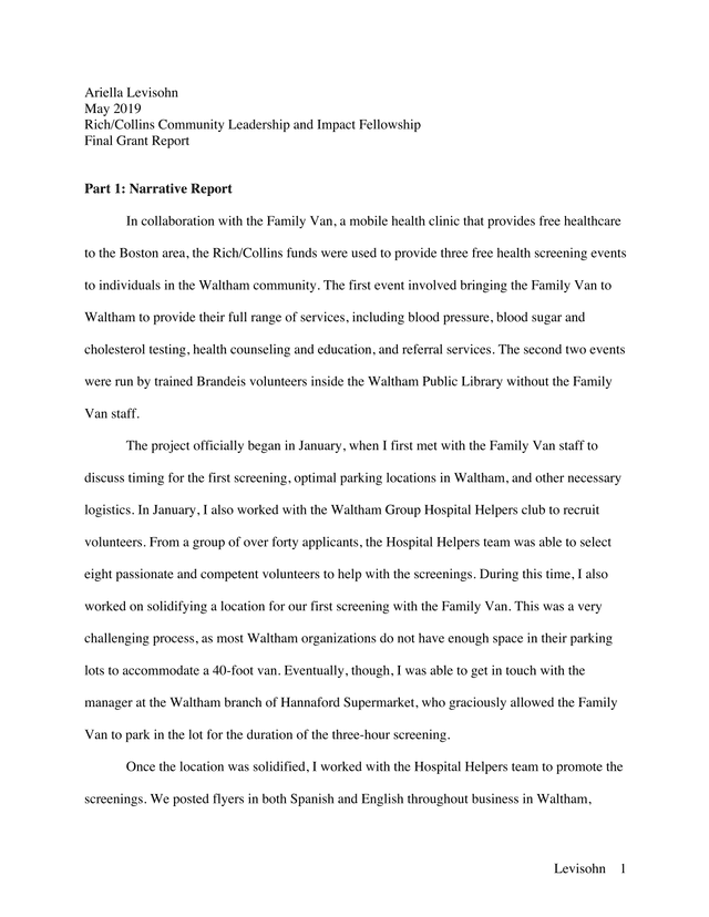 RichCollins Community Leadership And Impact Fellowship Final Grant Report screenshot