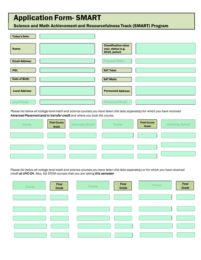 Final Grade Course Final Grade Application Form   SMART screenshot