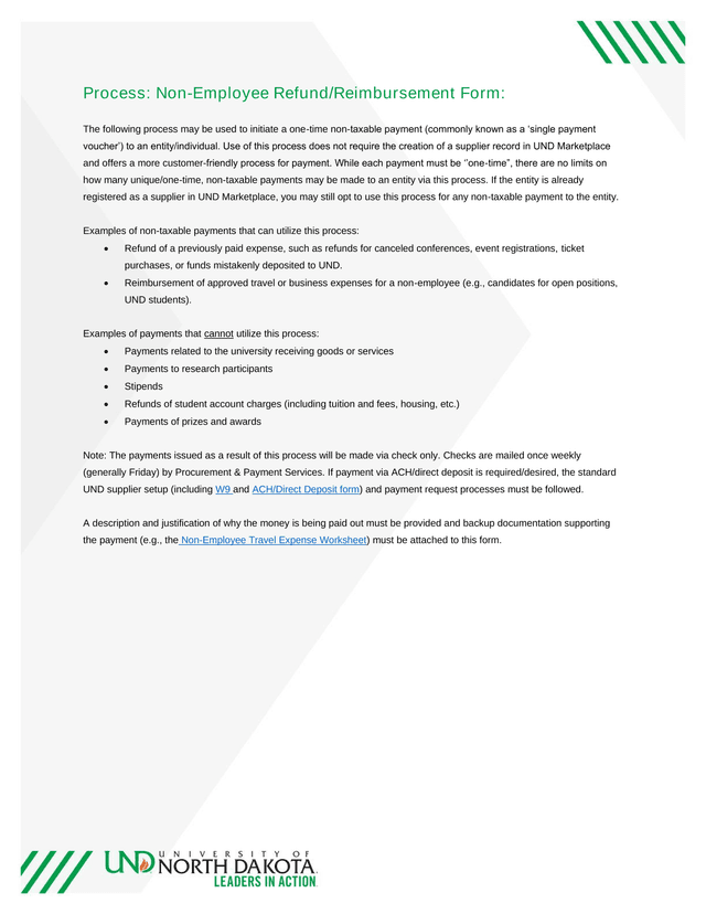 Non Employee RefundReimbursement Form screenshot