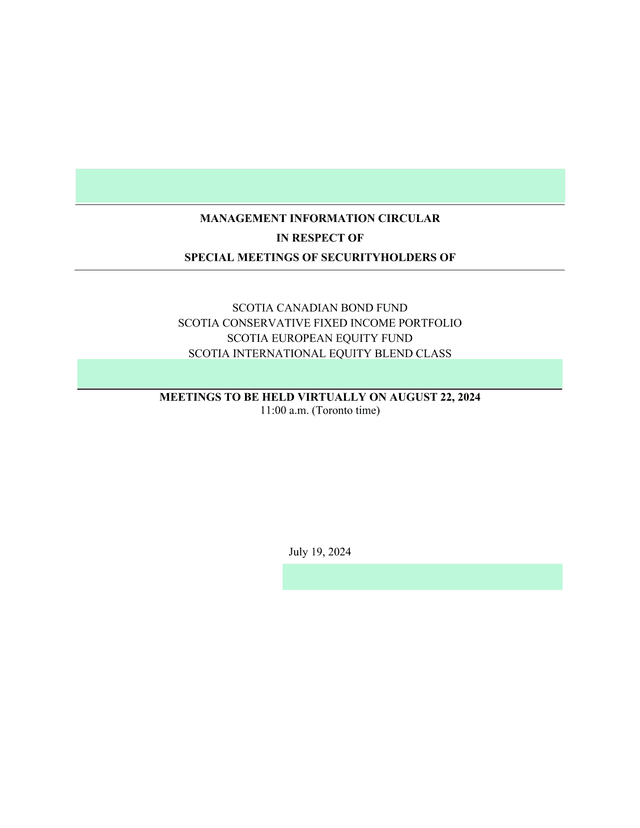 Management Information Circular For Special Meetings Of Securityholders screenshot