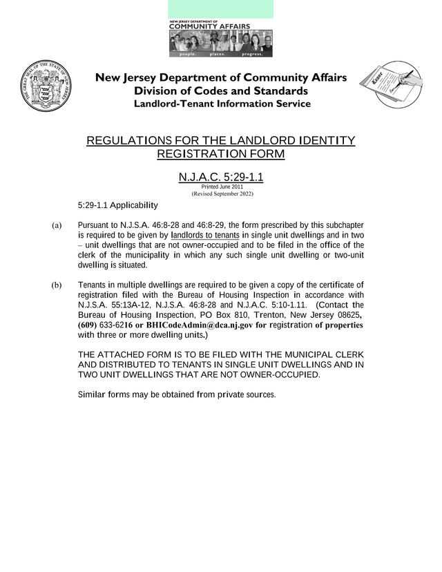 Landlord Identity Registration Form screenshot