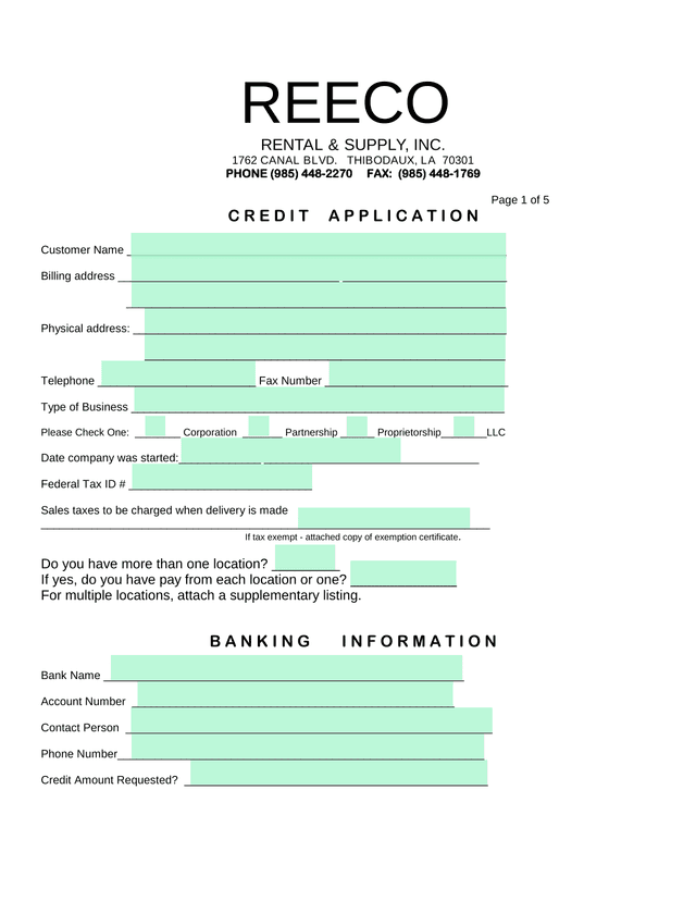 Credit Application screenshot