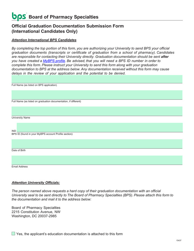 Official Graduation Documentation Submission Form (International Candidates Only) screenshot