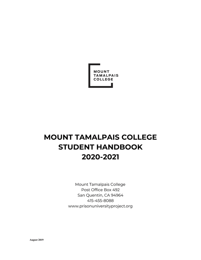 Mount Tamalpais College Student Handbook 2020 2021 screenshot