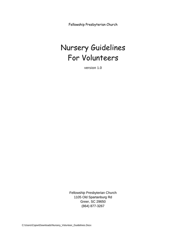 Nursery Guidelines For Volunteers screenshot